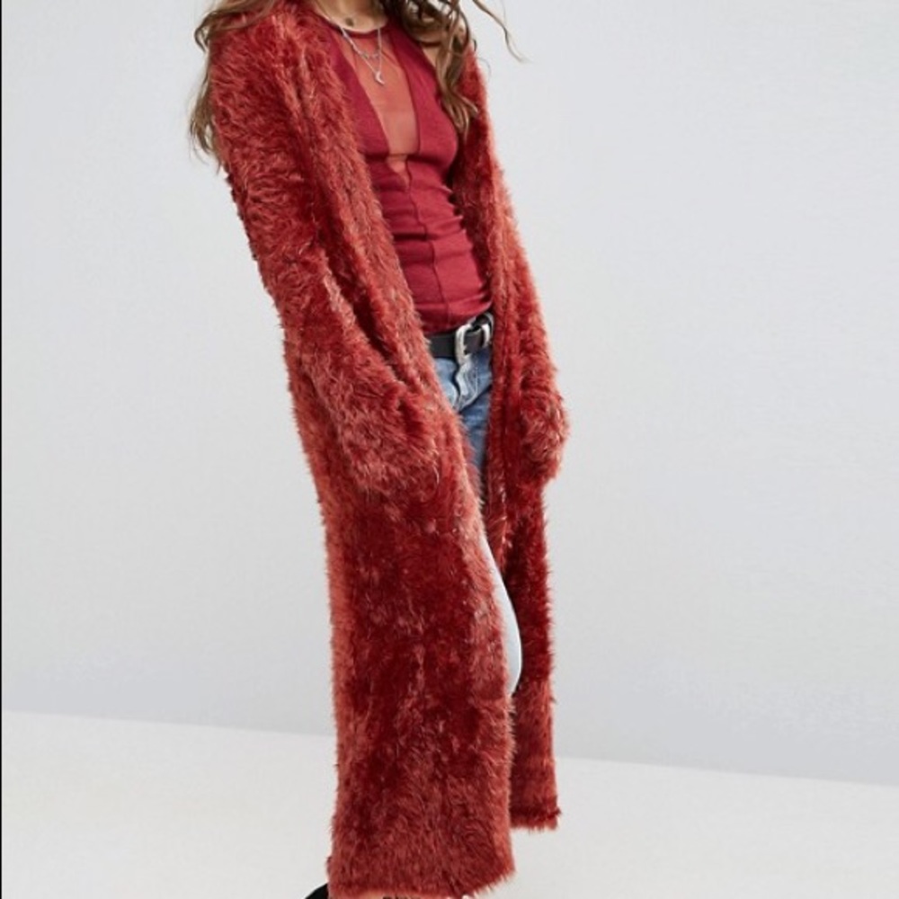 Faux Fur Duster Cardigan
